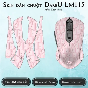 Skin dán chuột Dareu LM115 mẫu Dior hồng