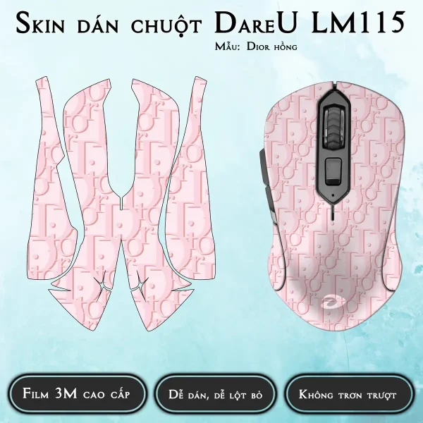Skin dán chuột Dareu LM115 mẫu Dior hồng