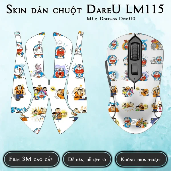 Skin dán chuột Dareu LM115 mẫu Doremon Dor010