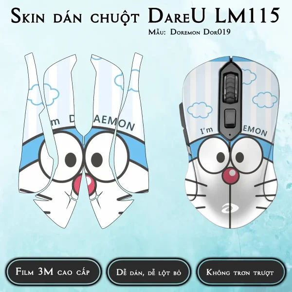 Skin dán chuột Dareu LM115 mẫu Doremon Dor019