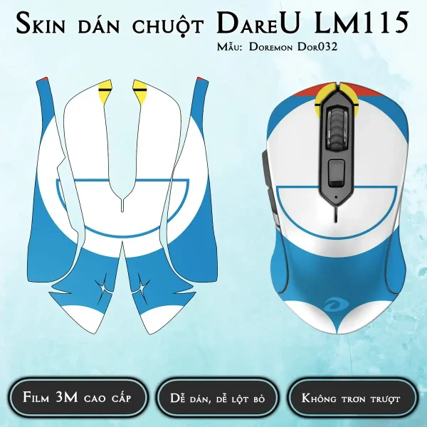Skin dán chuột Dareu LM115 mẫu Doremon Dor032