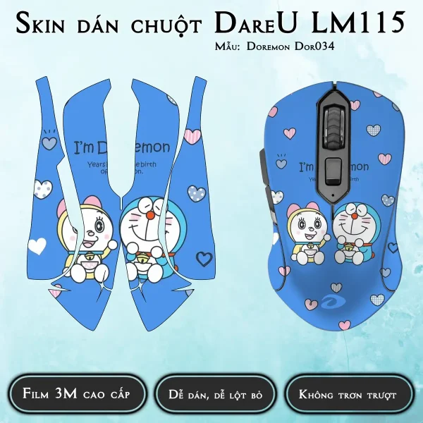 Skin dán chuột Dareu LM115 mẫu Doremon Dor034