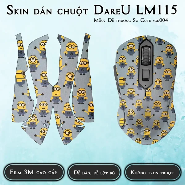 Skin dán chuột Dareu LM115 mẫu Dễ thương So Cute scu004