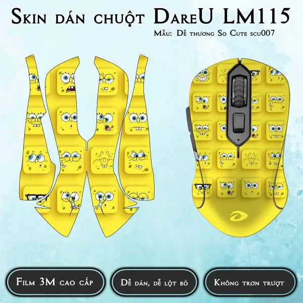 Skin dán chuột Dareu LM115 mẫu Dễ thương So Cute scu007