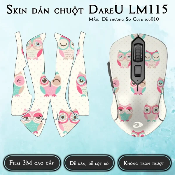 Skin dán chuột Dareu LM115 mẫu Dễ thương So Cute scu010