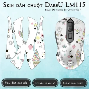 Skin dán chuột Dareu LM115 mẫu Dễ thương So Cute scu017