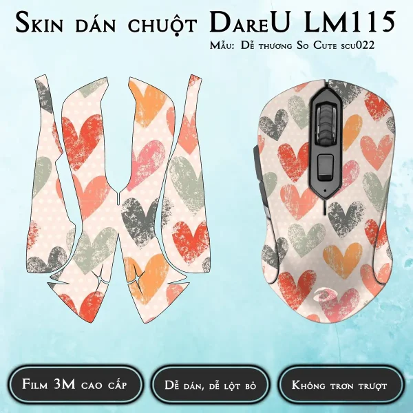 Skin dán chuột Dareu LM115 mẫu Dễ thương So Cute scu022