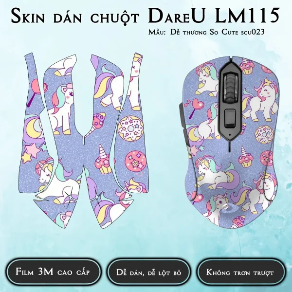 Skin dán chuột Dareu LM115 mẫu Dễ thương So Cute scu023