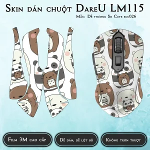 Skin dán chuột Dareu LM115 mẫu Dễ thương So Cute scu026
