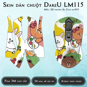 Skin dán chuột Dareu LM115 mẫu Dễ thương So Cute scu033