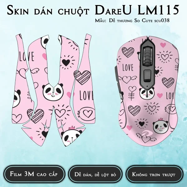 Skin dán chuột Dareu LM115 mẫu Dễ thương So Cute scu038