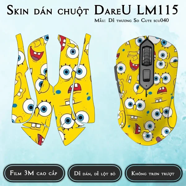 Skin dán chuột Dareu LM115 mẫu Dễ thương So Cute scu040