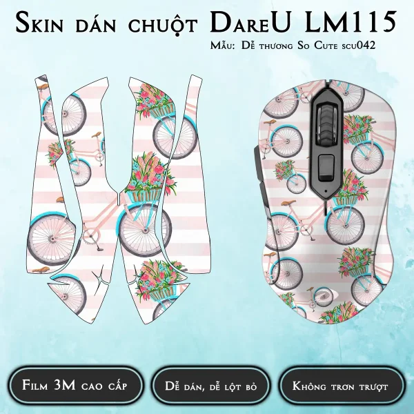 Skin dán chuột Dareu LM115 mẫu Dễ thương So Cute scu042
