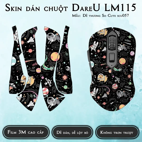 Skin dán chuột Dareu LM115 mẫu Dễ thương So Cute scu057