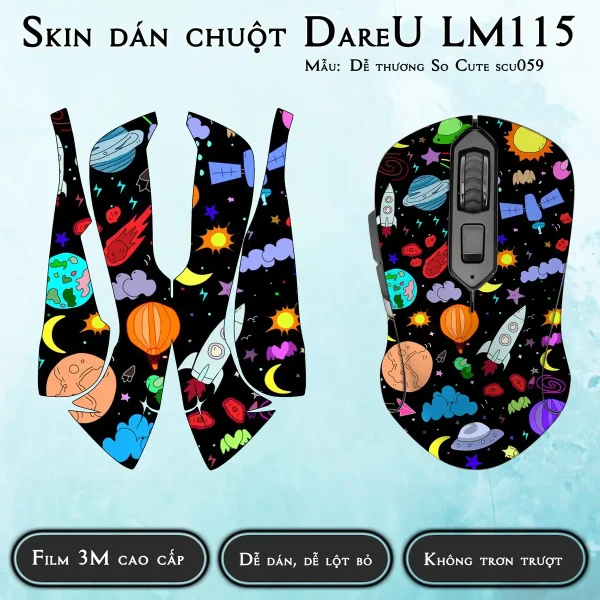 Skin dán chuột Dareu LM115 mẫu Dễ thương So Cute scu059