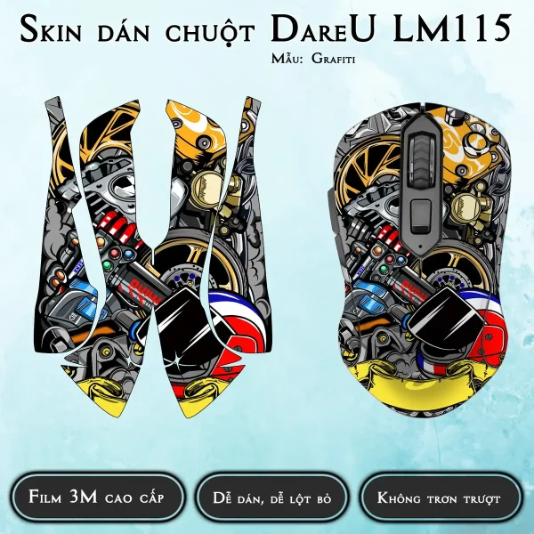 Skin dán chuột Dareu LM115 mẫu Grafiti