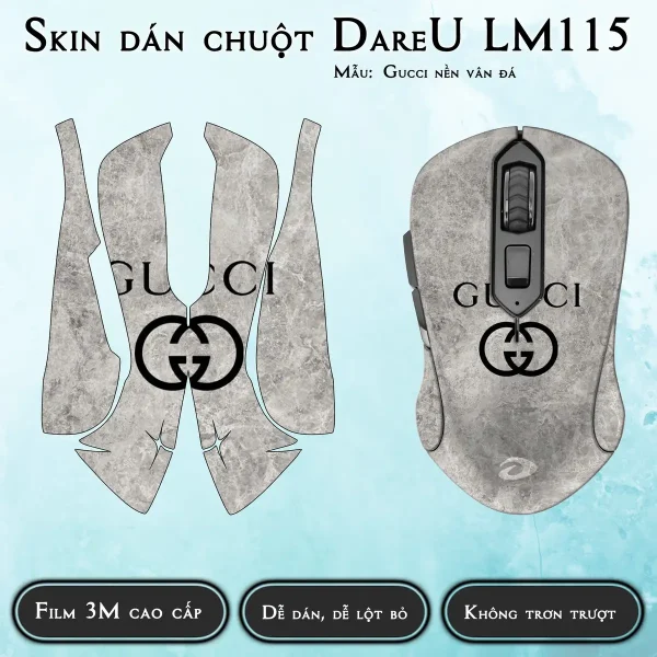 Skin dán chuột Dareu LM115 mẫu Gucci nền vân đá