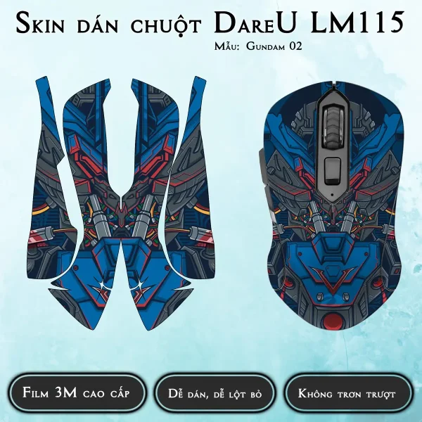 Skin dán chuột Dareu LM115 mẫu Gundam 02
