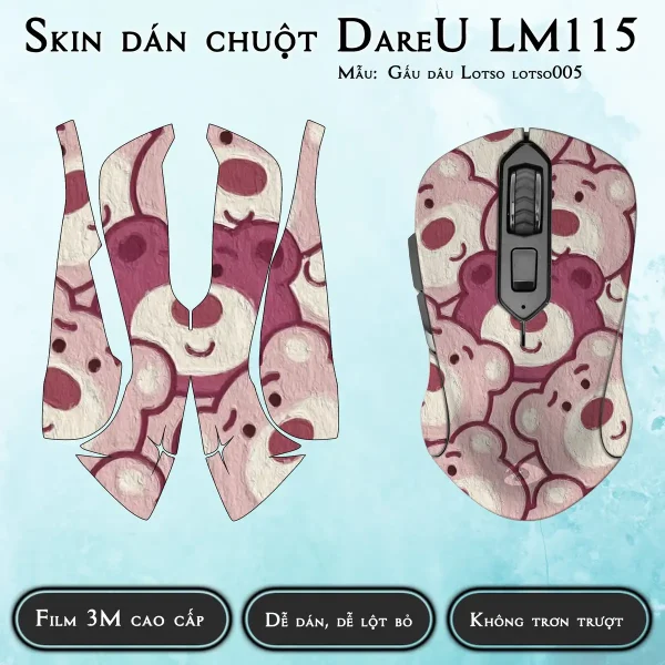 Skin dán chuột Dareu LM115 mẫu Gấu dâu Lotso lotso005