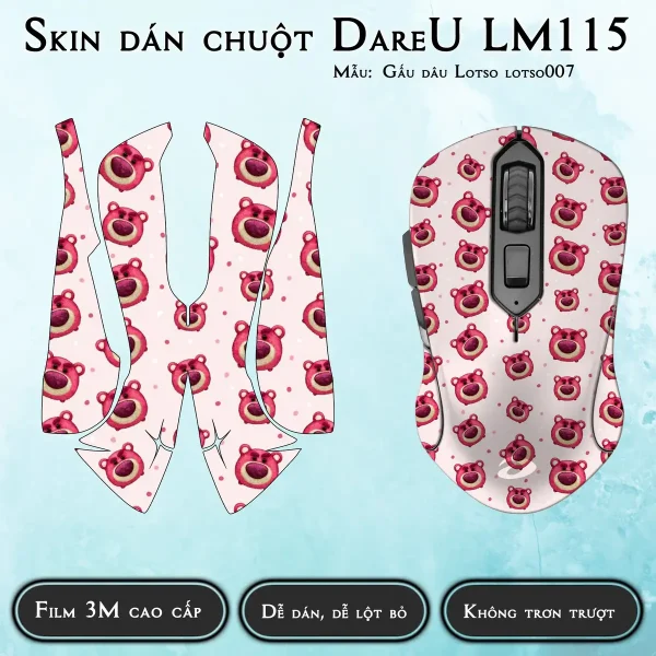 Skin dán chuột Dareu LM115 mẫu Gấu dâu Lotso lotso007