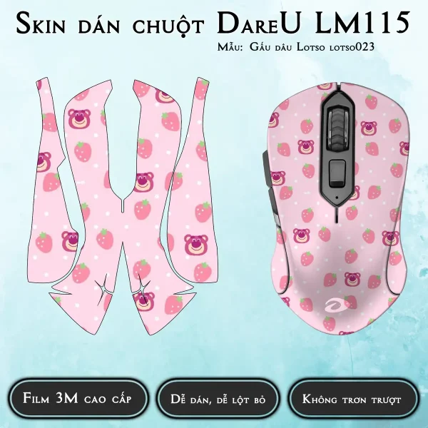 Skin dán chuột Dareu LM115 mẫu Gấu dâu Lotso lotso023