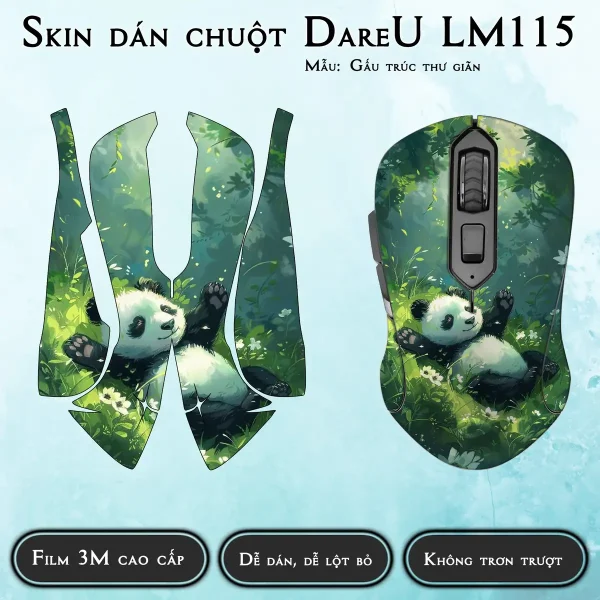 Skin dán chuột Dareu LM115 mẫu Gấu trúc thư giãn