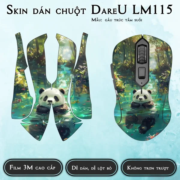 Skin dán chuột Dareu LM115 mẫu gấu trúc tắm suối