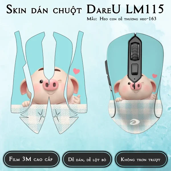 Skin dán chuột Dareu LM115 mẫu Heo con dễ thương heo-163