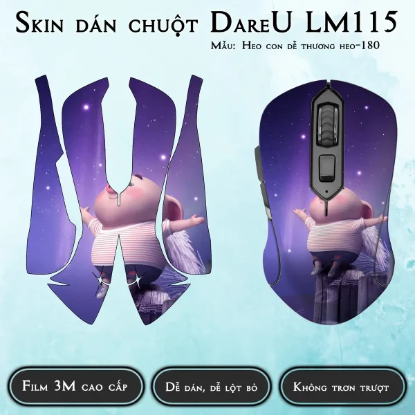 Skin dán chuột Dareu LM115 mẫu Heo con dễ thương heo-180