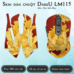 Skin dán chuột Dareu LM115 mẫu Hoa Mẫu Đơn
