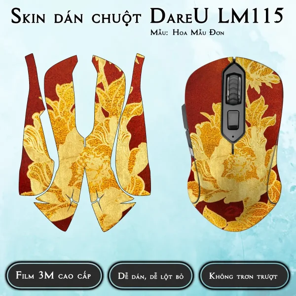 Skin dán chuột Dareu LM115 mẫu Hoa Mẫu Đơn
