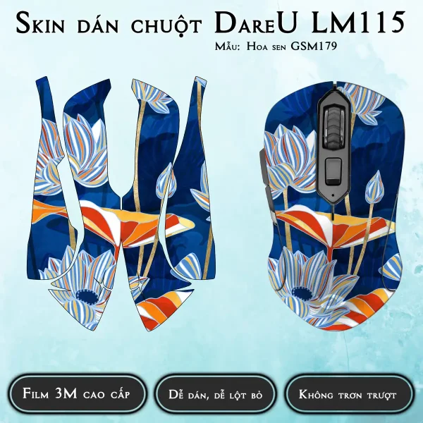 Skin dán chuột Dareu LM115 mẫu Hoa sen GSM179