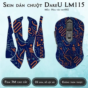 Skin dán chuột Dareu LM115 mẫu Hoa văn hov002