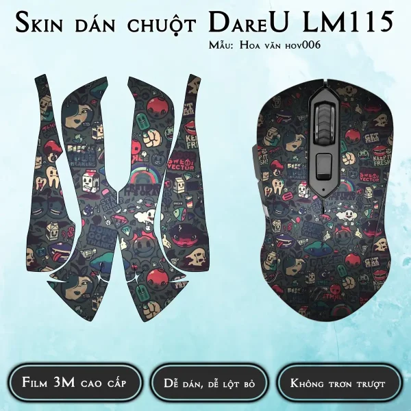 Skin dán chuột Dareu LM115 mẫu Hoa văn hov006