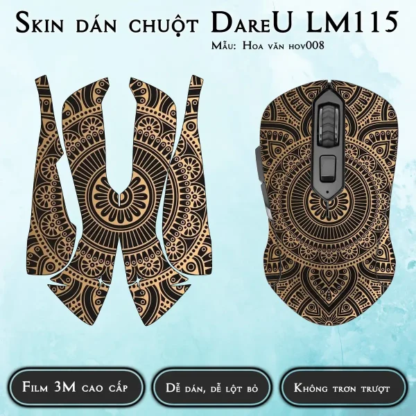 Skin dán chuột Dareu LM115 mẫu Hoa văn hov008
