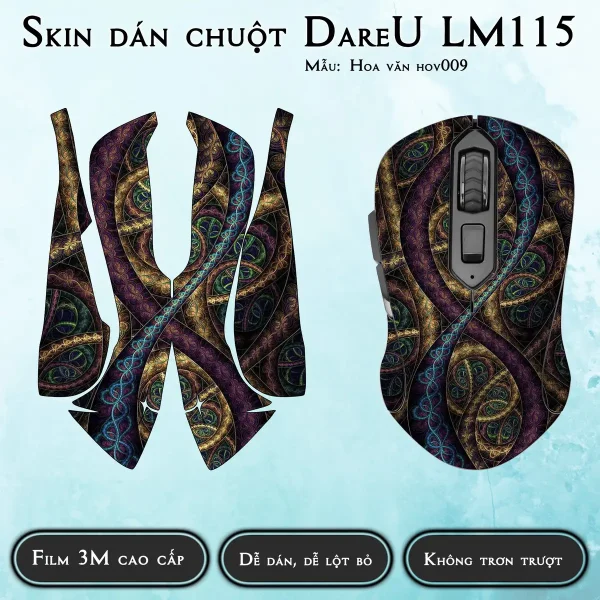 Skin dán chuột Dareu LM115 mẫu Hoa văn hov009
