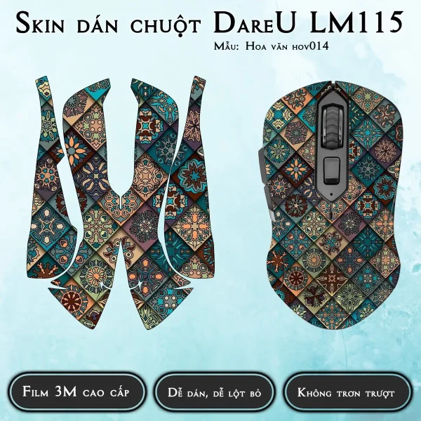 Skin dán chuột Dareu LM115 mẫu Hoa văn hov014