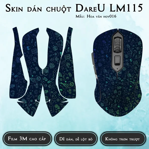 Skin dán chuột Dareu LM115 mẫu Hoa văn hov016