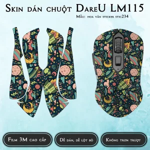 Skin dán chuột Dareu LM115 mẫu hoa văn sticker stic234