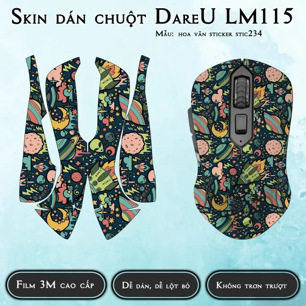 Skin dán chuột Dareu LM115 mẫu hoa văn sticker stic234