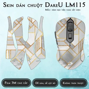 Skin dán chuột Dareu LM115 mẫu hình học viền vàng xếp chéo