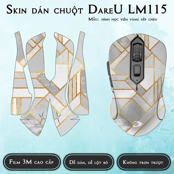 Skin dán chuột Dareu LM115 mẫu hình học viền vàng xếp chéo