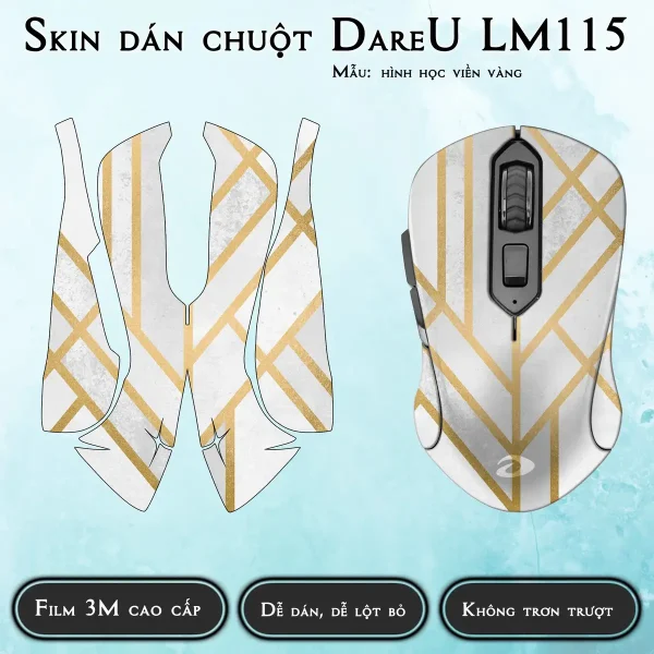 Skin dán chuột Dareu LM115 mẫu hình học viền vàng