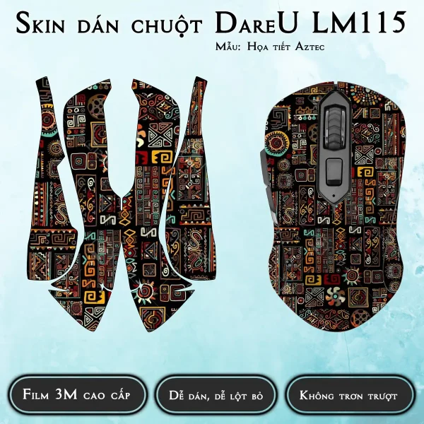 Skin dán chuột Dareu LM115 mẫu Họa tiết Aztec