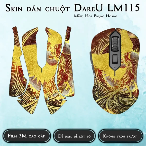 Skin dán chuột Dareu LM115 mẫu Hỏa Phụng Hoàng