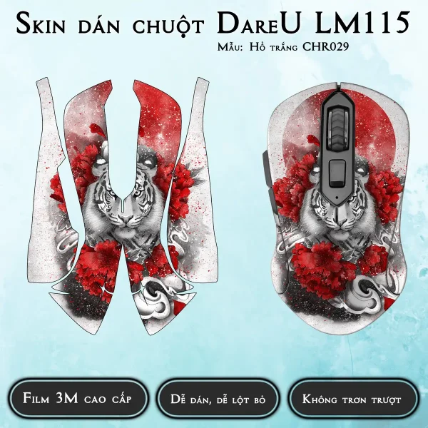 Skin dán chuột Dareu LM115 mẫu Hổ trắng CHR029