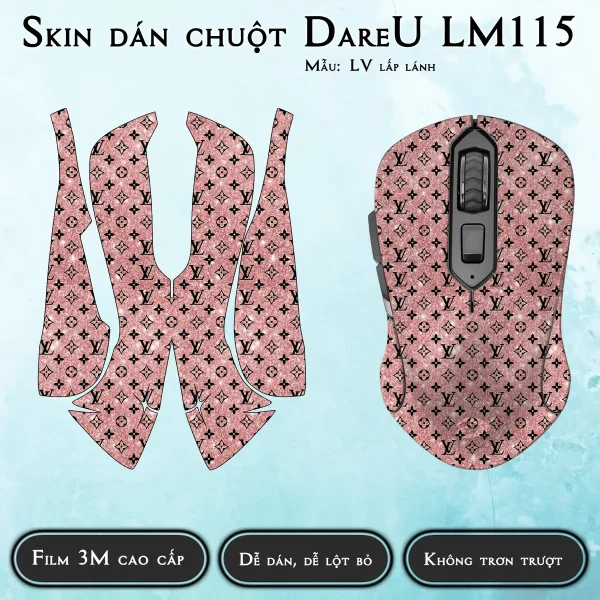 Skin dán chuột Dareu LM115 mẫu LV lấp lánh