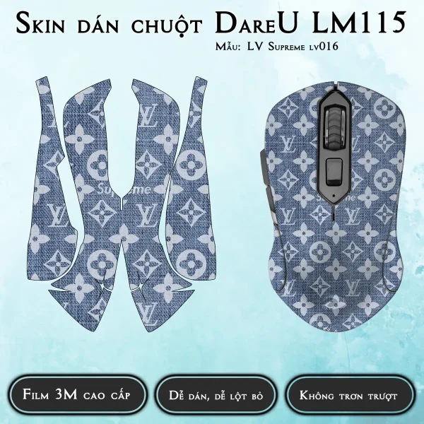 Skin dán chuột Dareu LM115 mẫu LV Supreme lv016