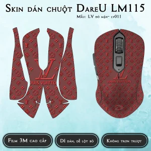 Skin dán chuột Dareu LM115 mẫu LV đỏ mận- lv011
