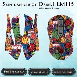 Skin dán chuột Dareu LM115 mẫu Marvel Pattern
